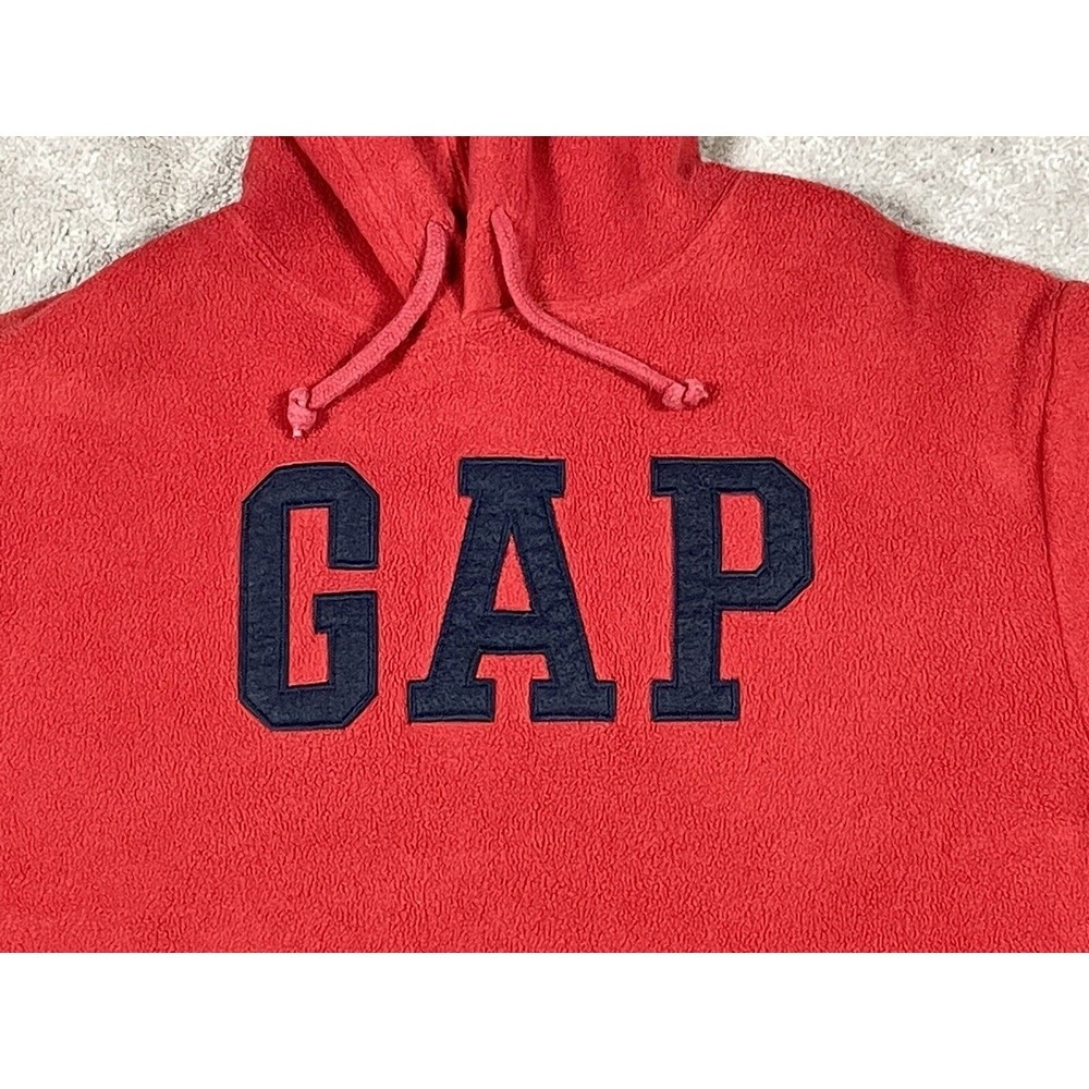 Gap‎ Mens Hoodie Fleece Spell Out Sweatshirt Small Red Vintage 80's Y2K